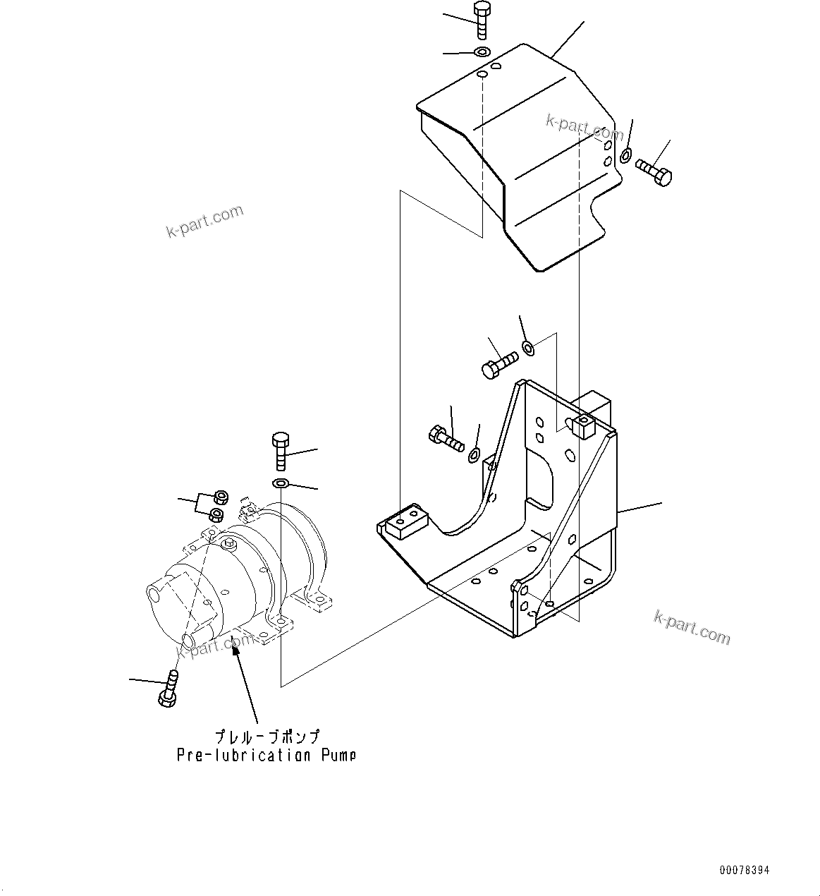 Komatsu parts book diagram for D375A-6 S/N 62001-UP (Mining Specification): ENGINE PRE-LUBRICATION UNIT, PUMP MOUNTING(#60001-)