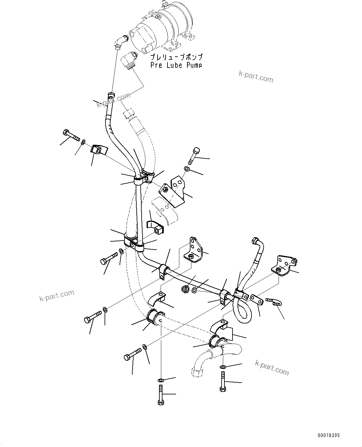 Komatsu parts book diagram for D375A-6 S/N 62001-UP (Mining Specification): ENGINE PRE-LUBRICATION UNIT, PIPING AND HOSE(#60001-60013)