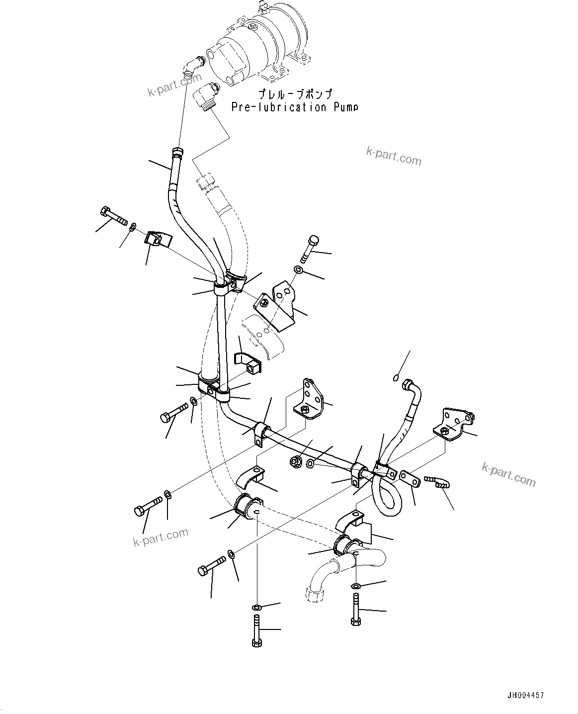 Komatsu parts book diagram for D375A-6 S/N 62001-UP (Mining Specification): ENGINE PRE-LUBRICATION UNIT, PIPING AND HOSE(#60014-)