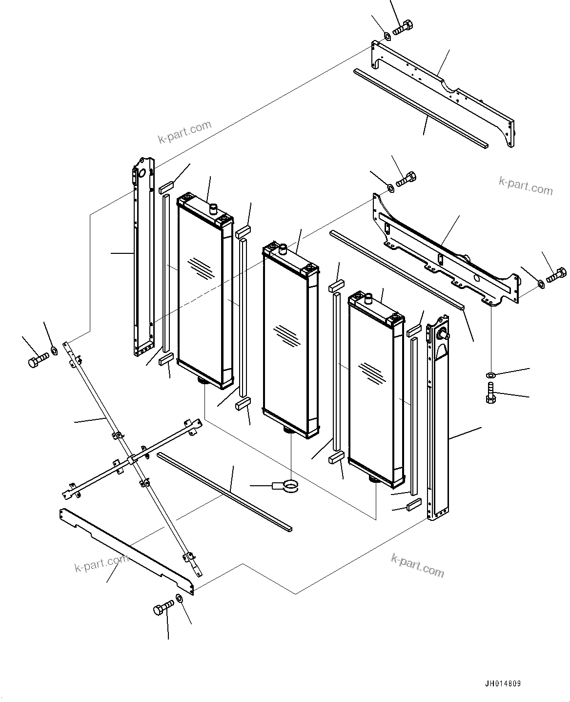 Komatsu parts book diagram for D375A-6 S/N 62001-UP (Mining Specification): RADIATOR, COOLING AND CAGE(#62001-)