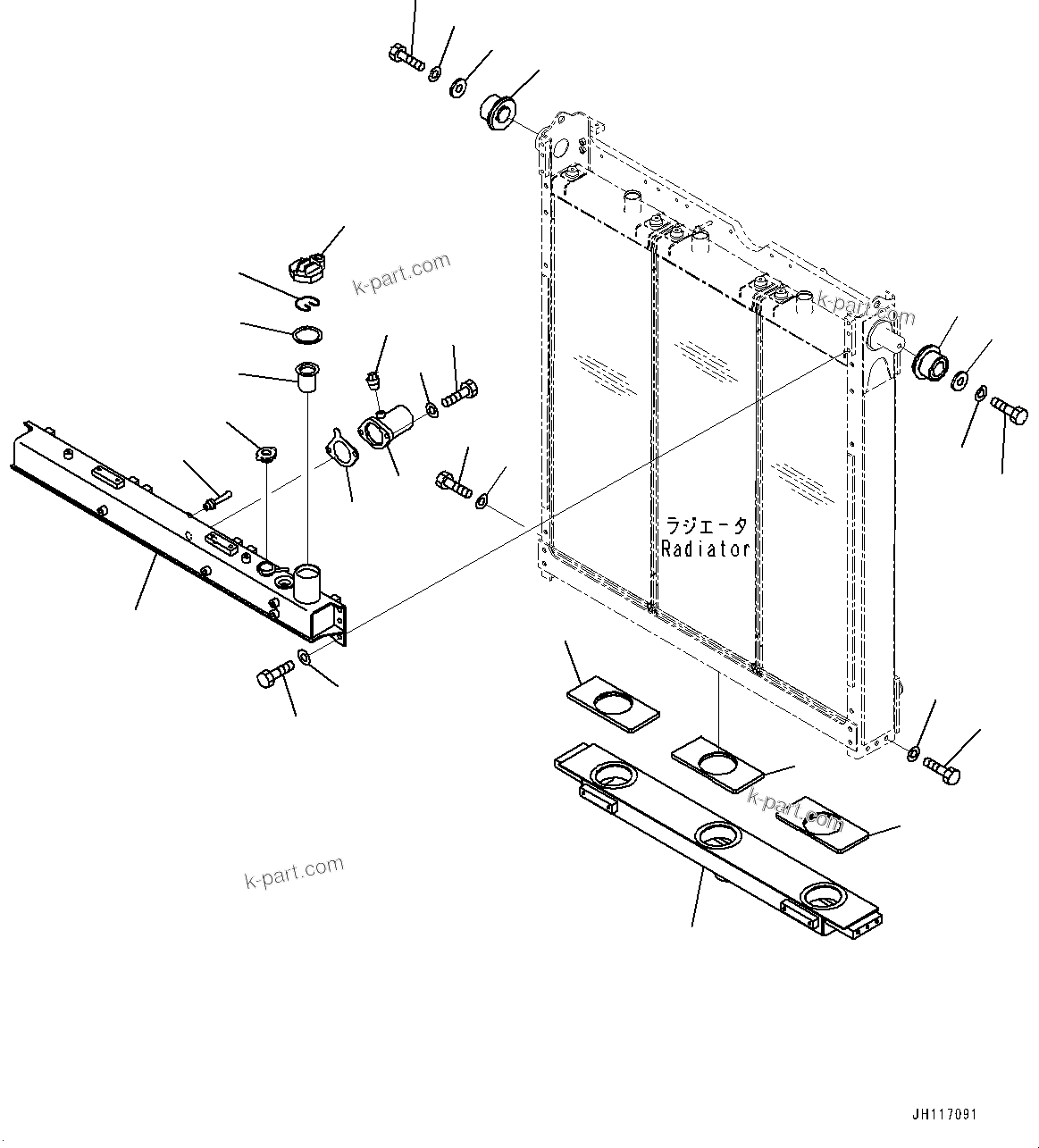 Komatsu parts book diagram for D375A-6 S/N 62001-UP (Mining Specification): RADIATOR, TANK(#62001-)