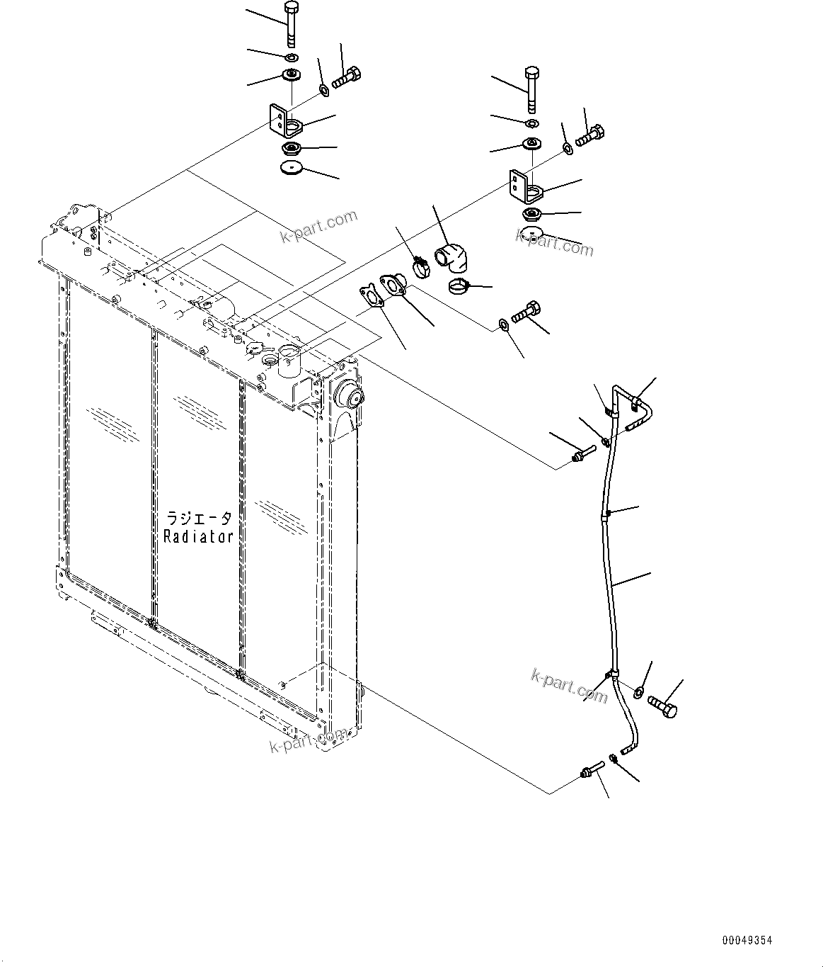 Komatsu parts book diagram for D375A-6 S/N 62001-UP (Mining Specification): RADIATOR, CORE MOUNTING AND PIPING(#62001-)