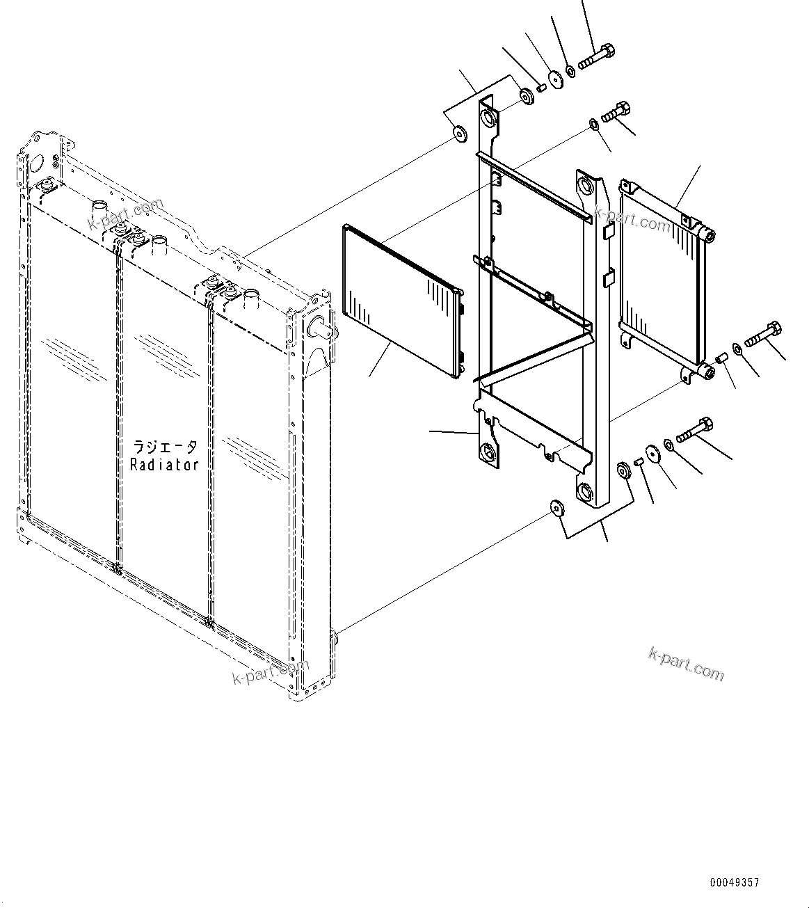 Komatsu parts book diagram for D375A-6 S/N 62001-UP (Mining Specification): RADIATOR, HYDRAULIC OIL COOLER AND CONDENSER(#62001-)