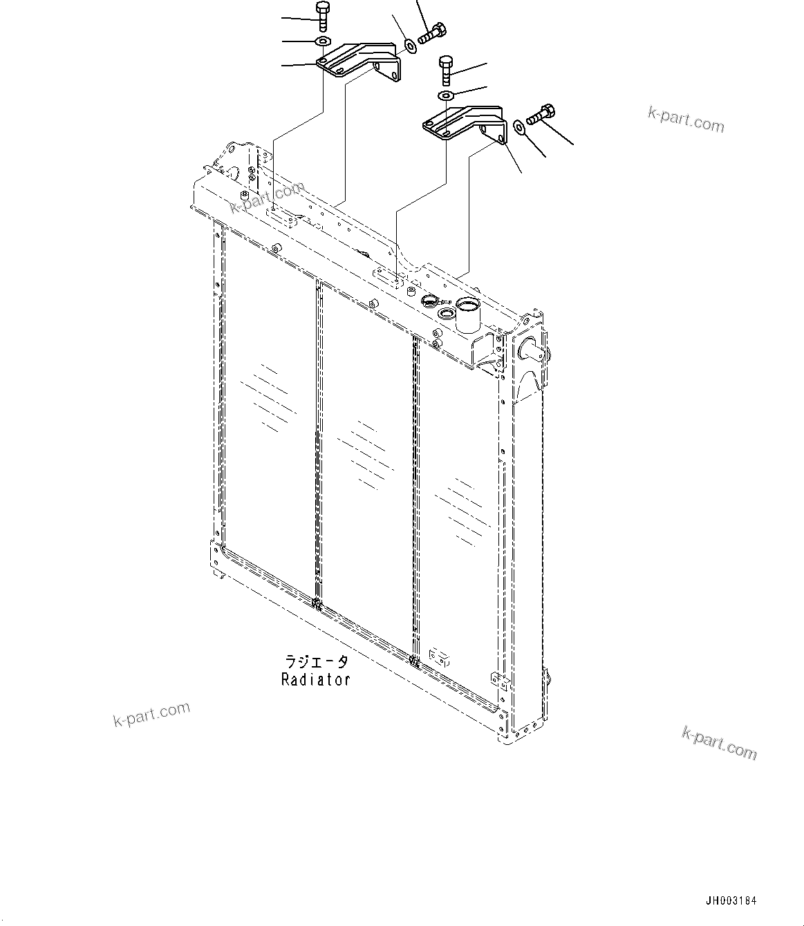Komatsu parts book diagram for D375A-6 S/N 62001-UP (Mining Specification): RADIATOR, BRACKET(#62001-)
