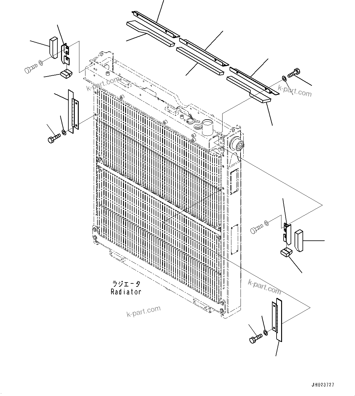 Komatsu parts book diagram for D375A-6 S/N 62001-UP (Mining Specification): RADIATOR, WIND BRAKE(#9999-)