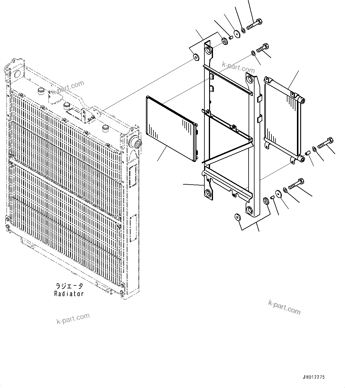 Komatsu parts book diagram for D375A-6 S/N 62001-UP (Mining Specification): RADIATOR, HYDRAULIC OIL COOLER AND CONDENSER(#9999-)