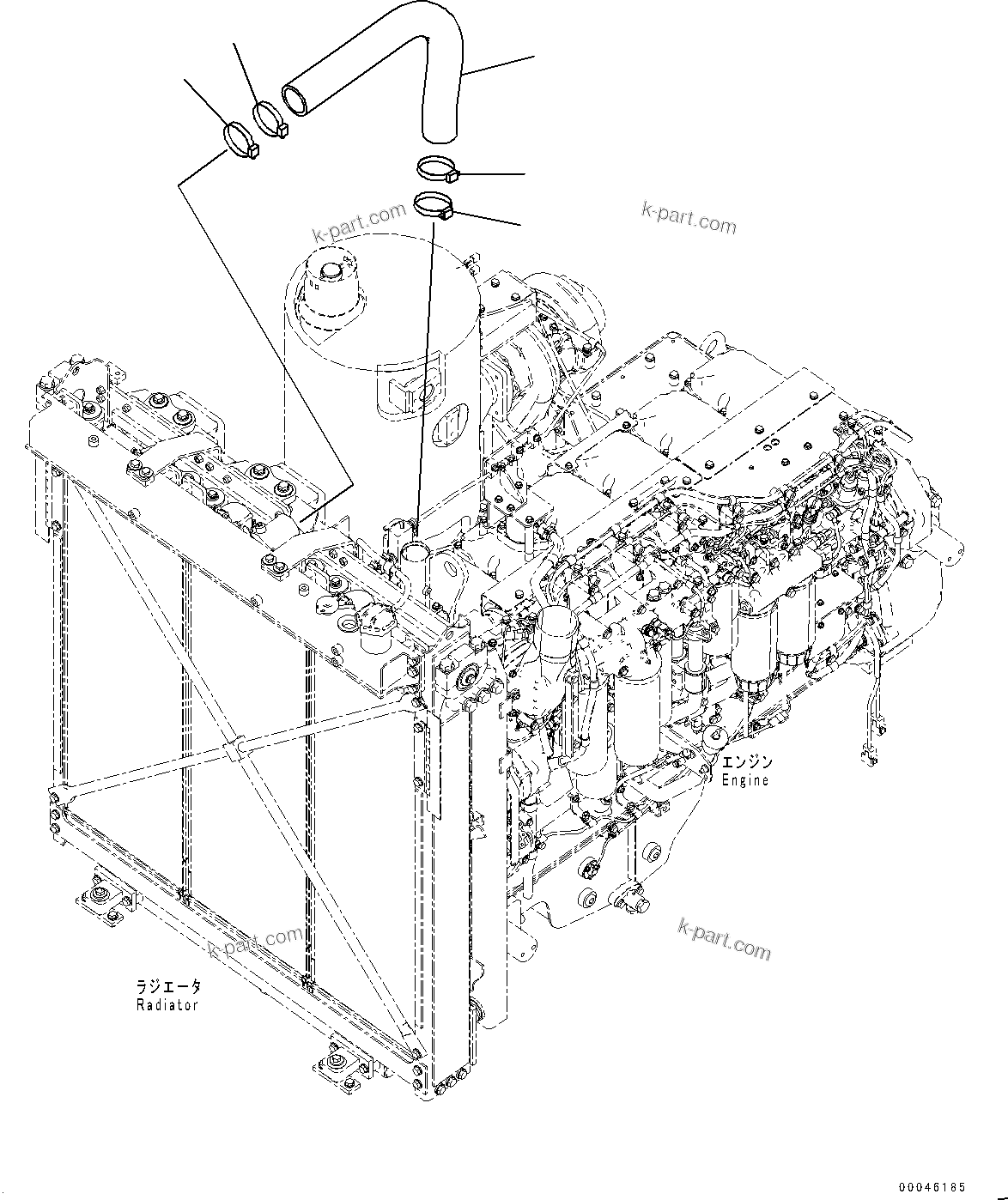 Komatsu parts book diagram for D375A-6 S/N 62001-UP (Mining Specification): COOLING PIPING, COOLING INLINE(#60001-)