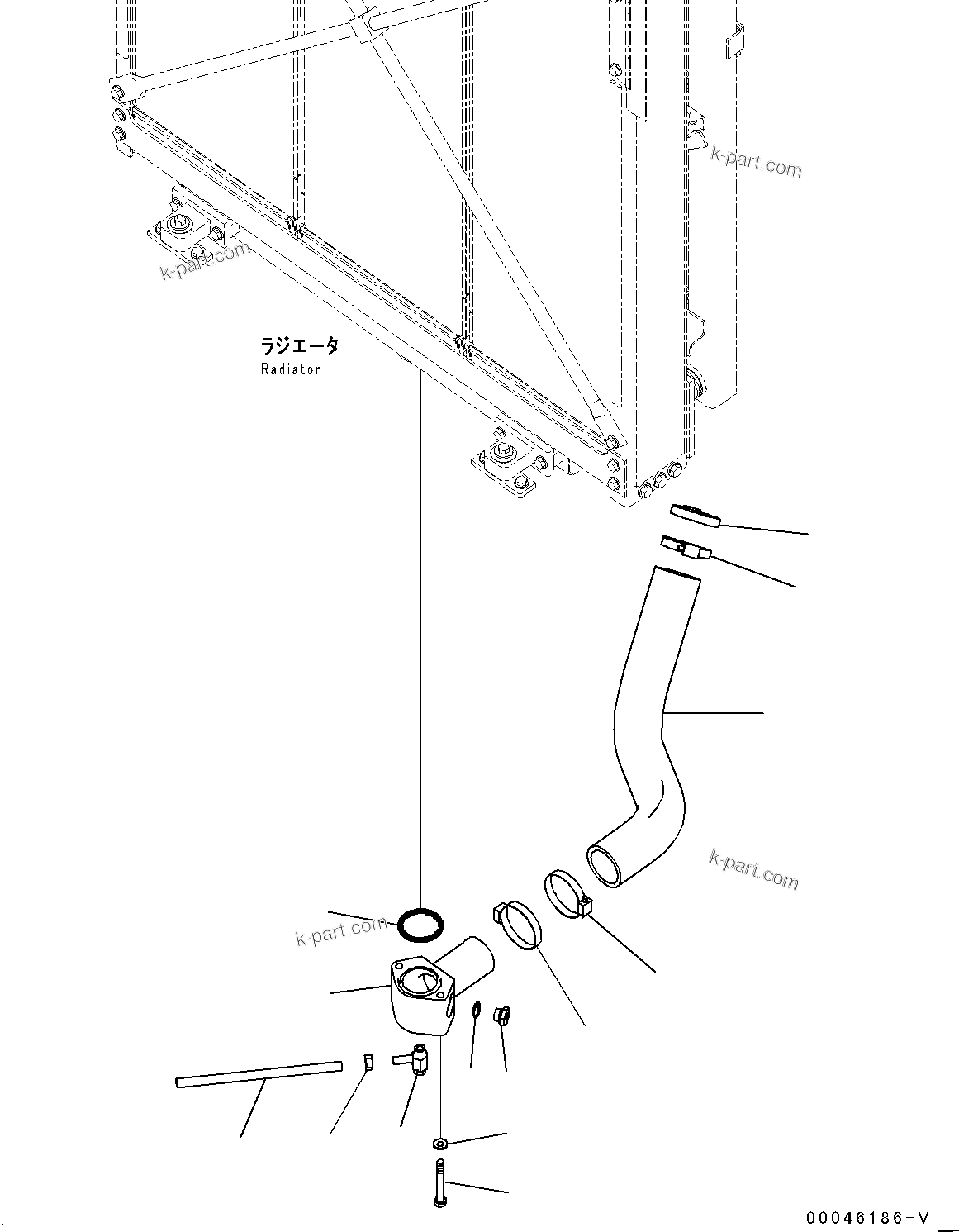 Komatsu parts book diagram for D375A-6 S/N 62001-UP (Mining Specification): COOLING PIPING, COOLING OUTLINE(#60001-)