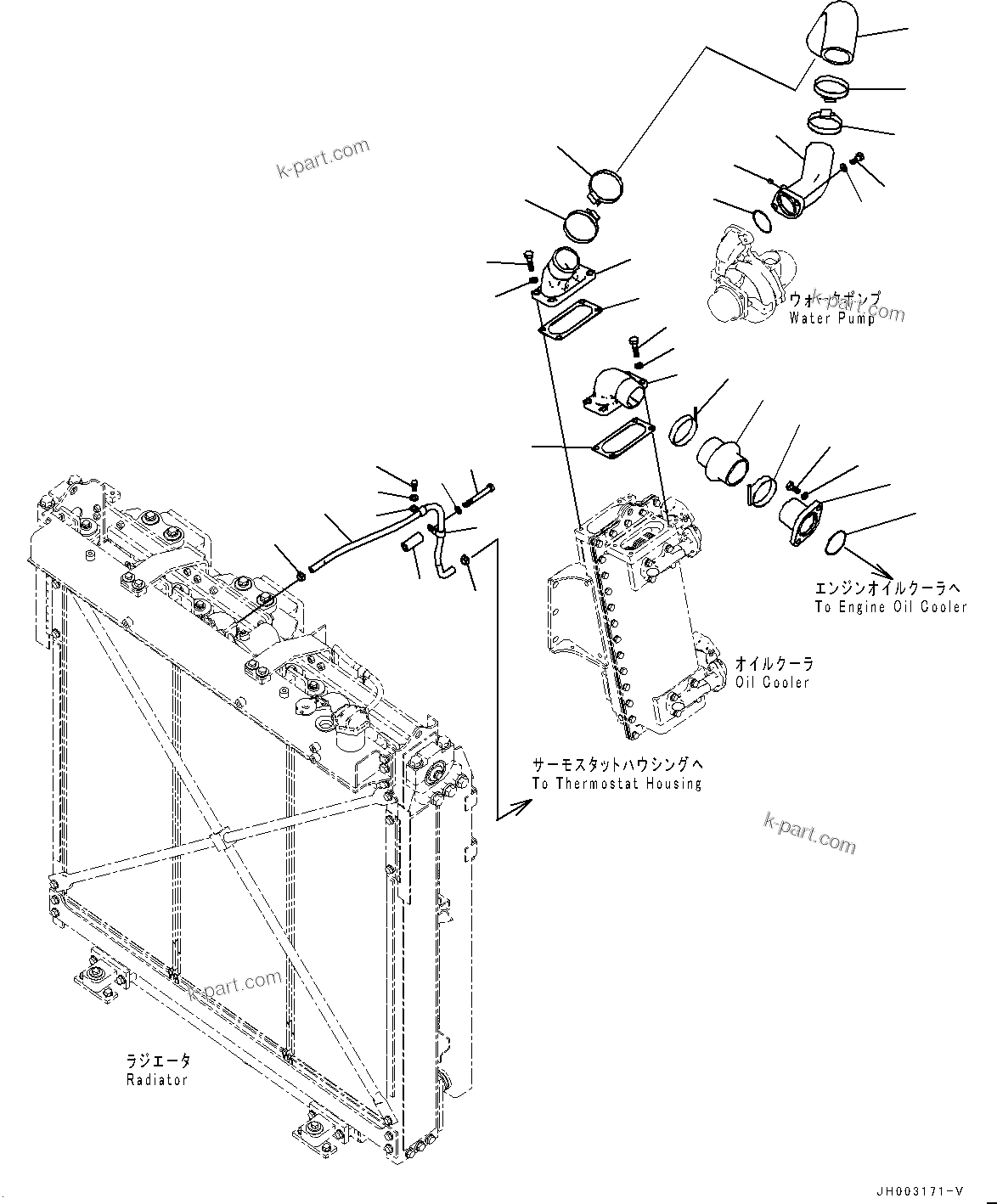 Komatsu parts book diagram for D375A-6 S/N 62001-UP (Mining Specification): COOLING PIPING, PIPING(#60001-)