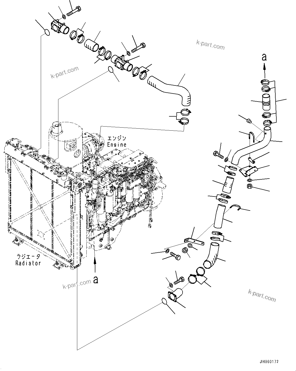 Komatsu parts book diagram for D375A-6 S/N 62001-UP (Mining Specification): COOLING PIPING, AIR PIPING(#60001-)