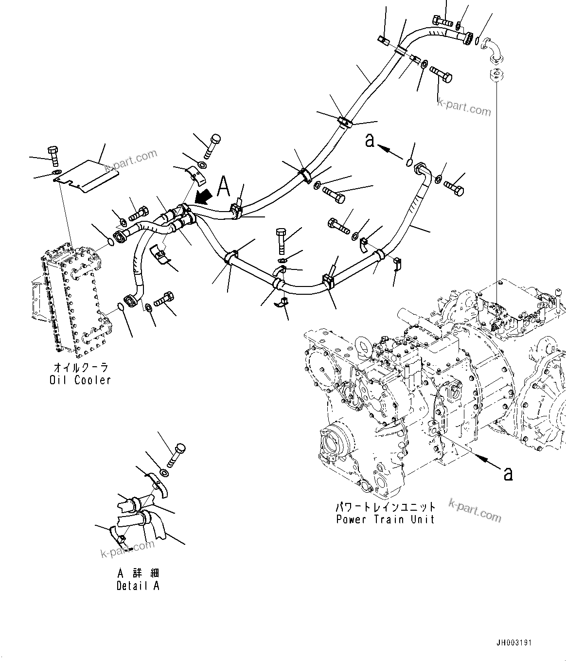 Komatsu parts book diagram for D375A-6 S/N 62001-UP (Mining Specification): POWER TRAIN OIL COOLER PIPING, OIL COOLER PIPING(#60001-60662)