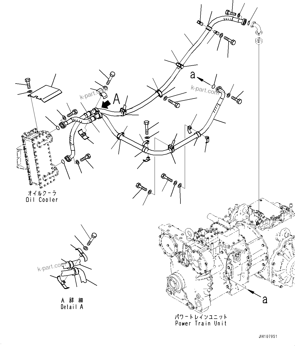Komatsu parts book diagram for D375A-6 S/N 62001-UP (Mining Specification): POWER TRAIN OIL COOLER PIPING, OIL COOLER PIPING(#60663-)