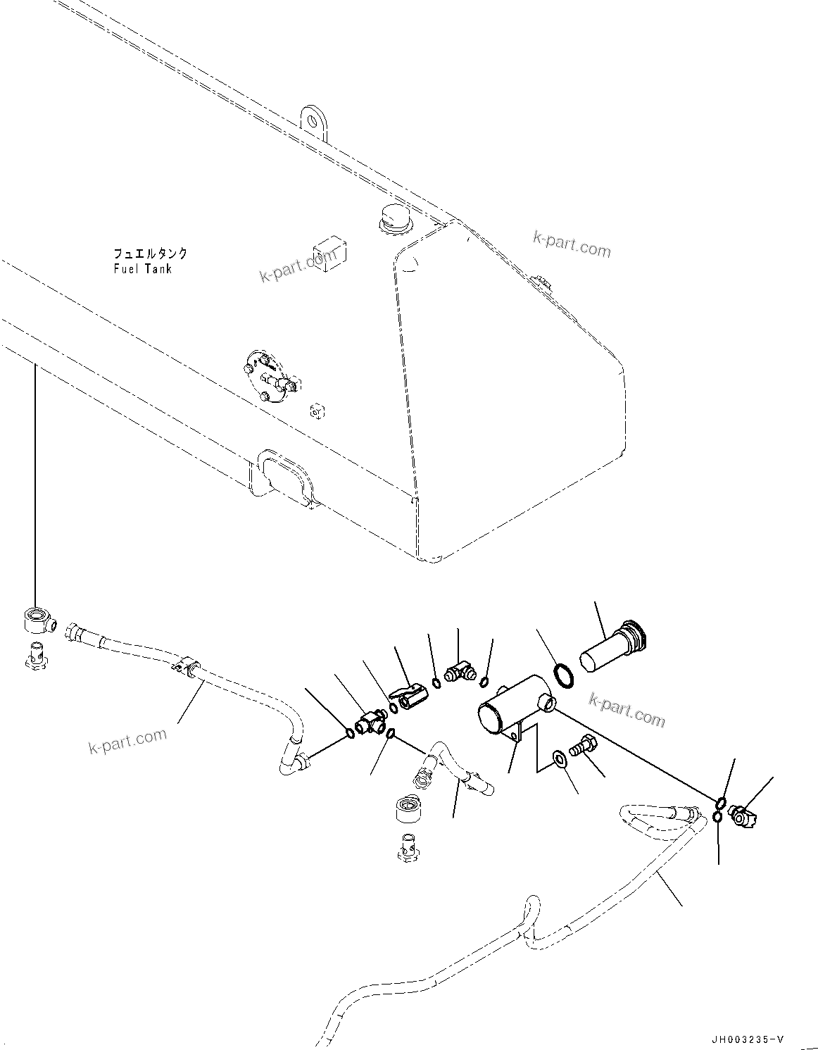 Komatsu parts book diagram for D375A-6 S/N 62001-UP (Mining Specification): FUEL PIPING, FUEL STRAINER(#60001-60002)