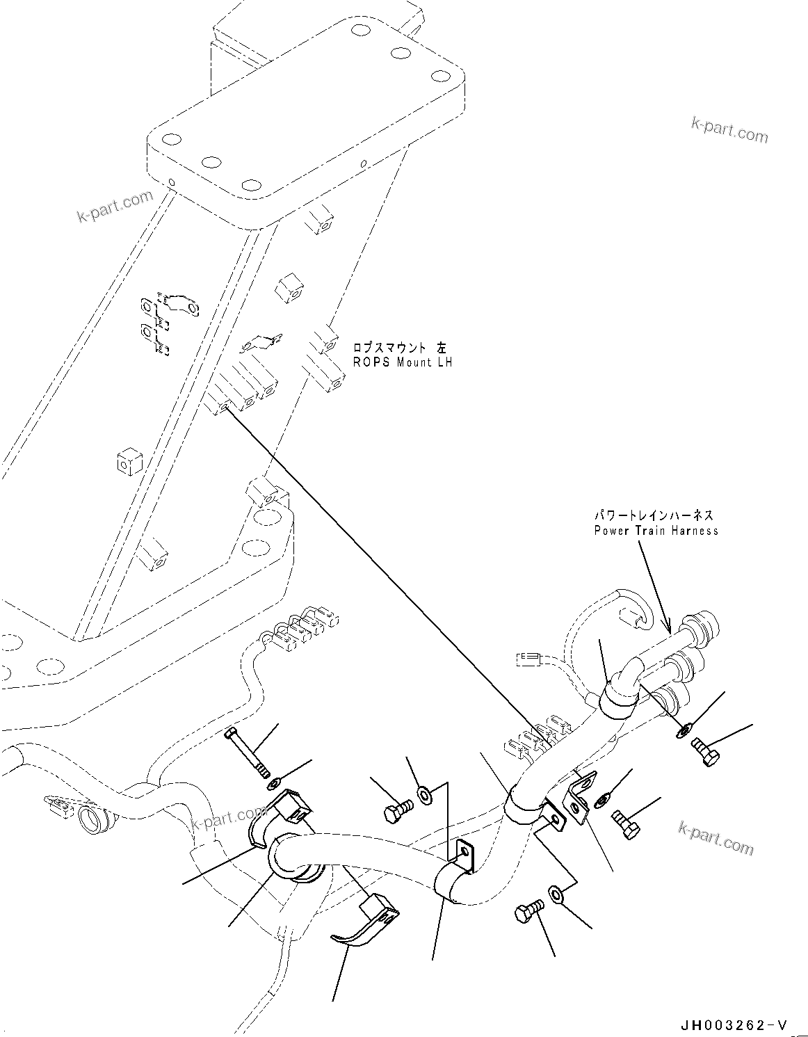 Komatsu parts book diagram for D375A-6 S/N 62001-UP (Mining Specification): ELECTRIC WIRING HARNESS, POWER TRAIN WIRING HARNESS CLAMP(#60001-)