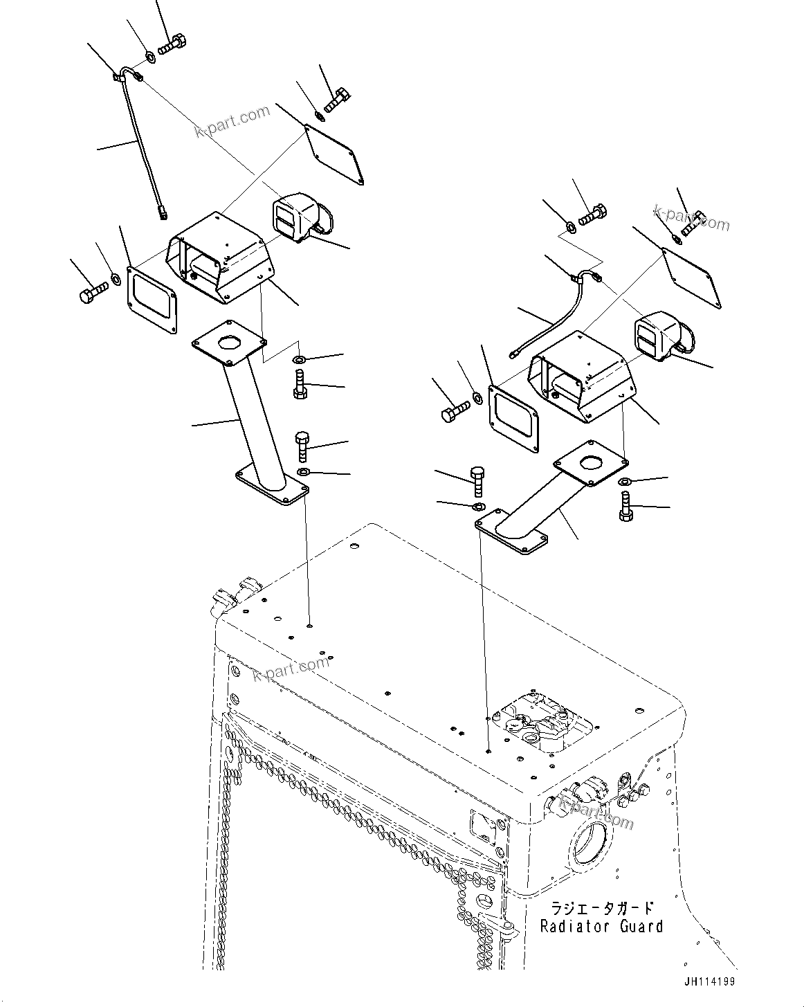 Komatsu parts book diagram for D375A-6 S/N 62001-UP (Mining Specification): HEADLAMP AND WIRING HARNESS, HEADLAMP(#62001-)