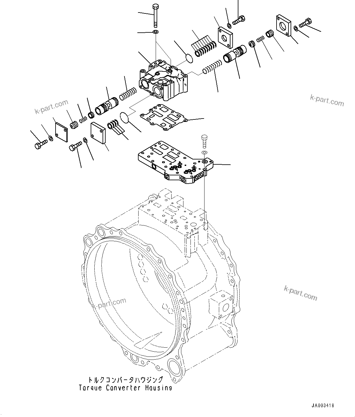 Komatsu parts book diagram for D375A-6 S/N 62001-UP (Mining Specification): POWER TRAIN, TORQUE CONVERTER VALVE(#60001-)