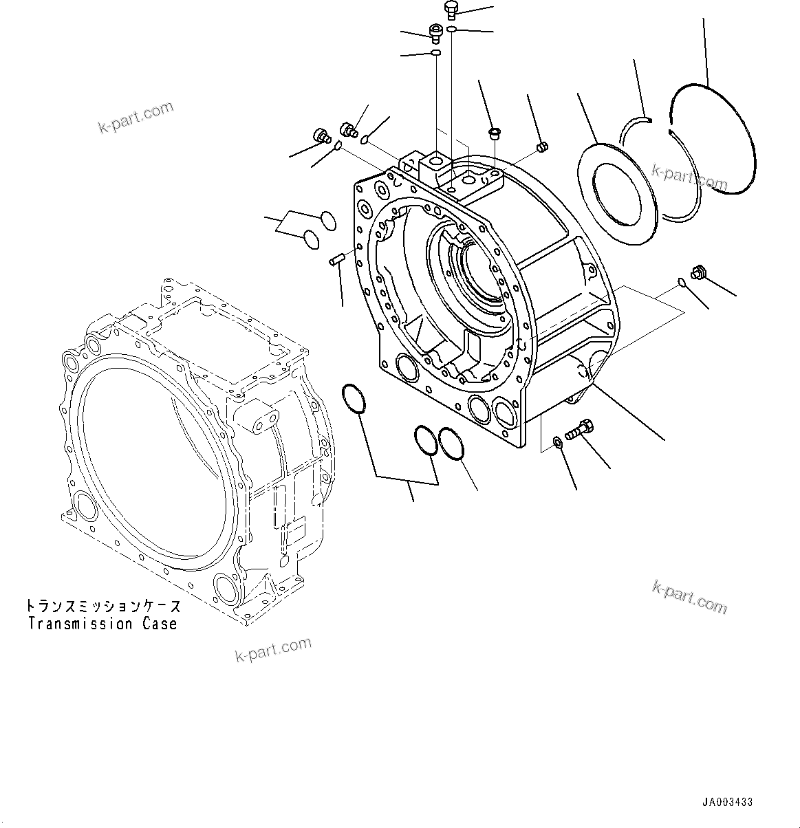 Komatsu parts book diagram for D375A-6 S/N 62001-UP (Mining Specification): POWER TRAIN, TRANSFER CASE(#60001-)