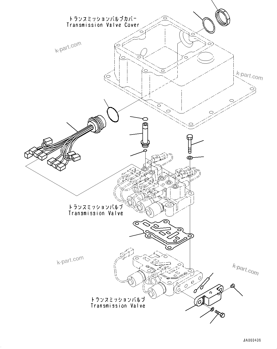 Komatsu parts book diagram for D375A-6 S/N 62001-UP (Mining Specification): POWER TRAIN, TRANSMISSION E.C.M.V. VALVE MOUNTING (1/2)(#60001-)