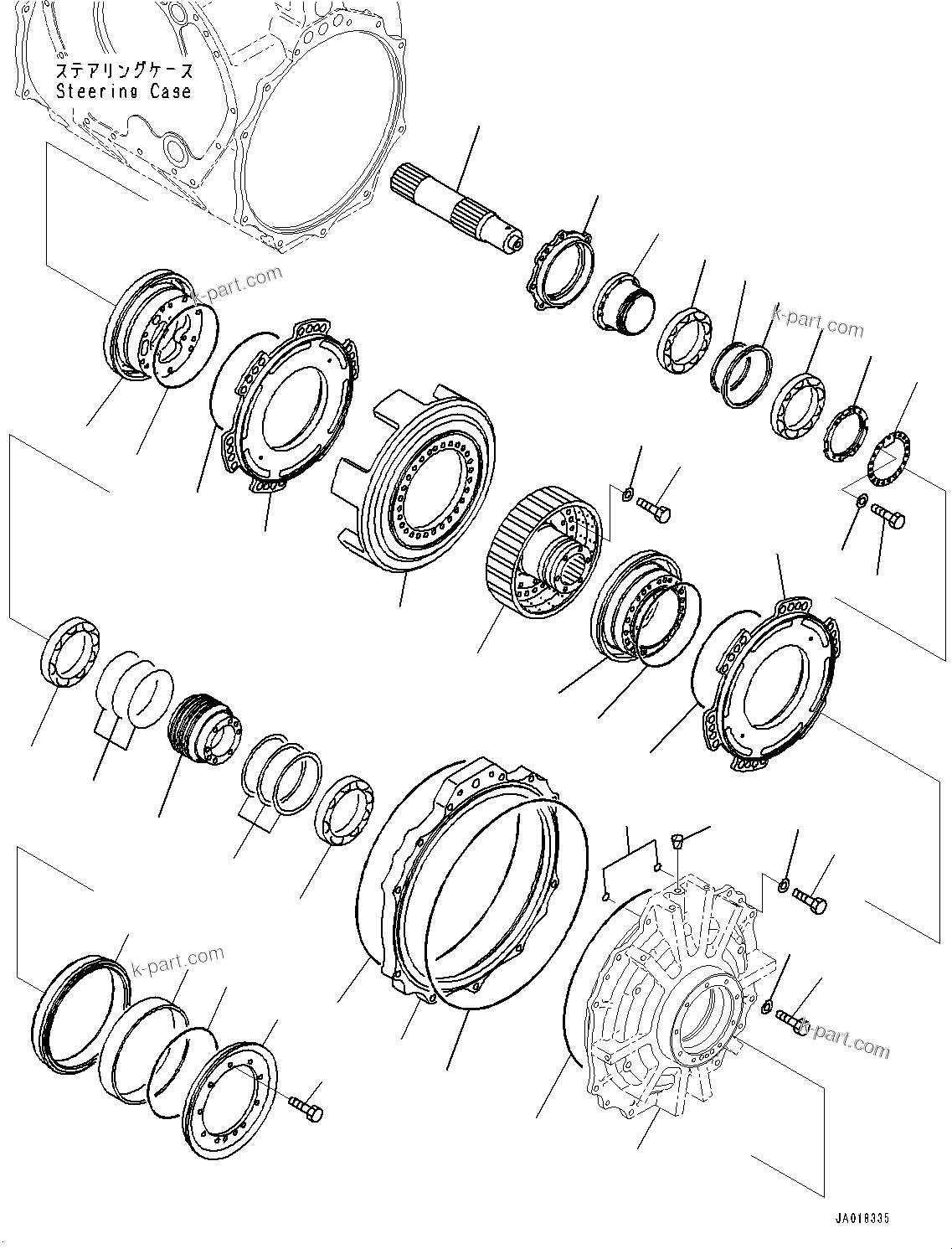 Komatsu parts book diagram for D375A-6 S/N 62001-UP (Mining Specification): POWER TRAIN, STEERING CLUTCH AND STEERING BRAKE (2/2)(#60001-)