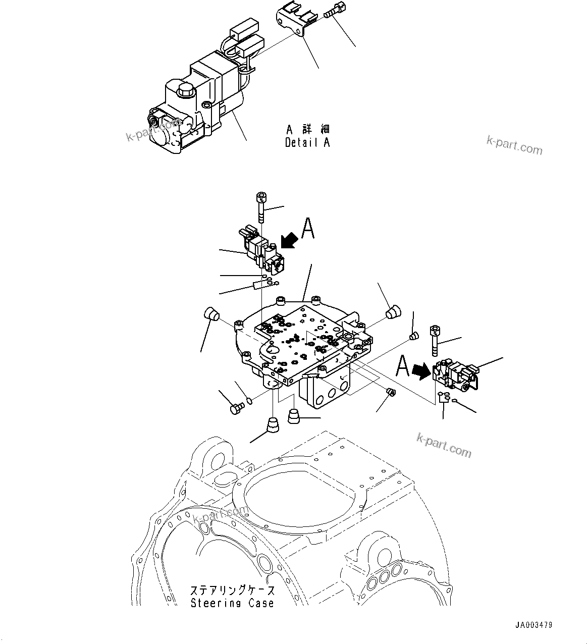 Komatsu parts book diagram for D375A-6 S/N 62001-UP (Mining Specification): POWER TRAIN, STEERING VALVE(#60001-)