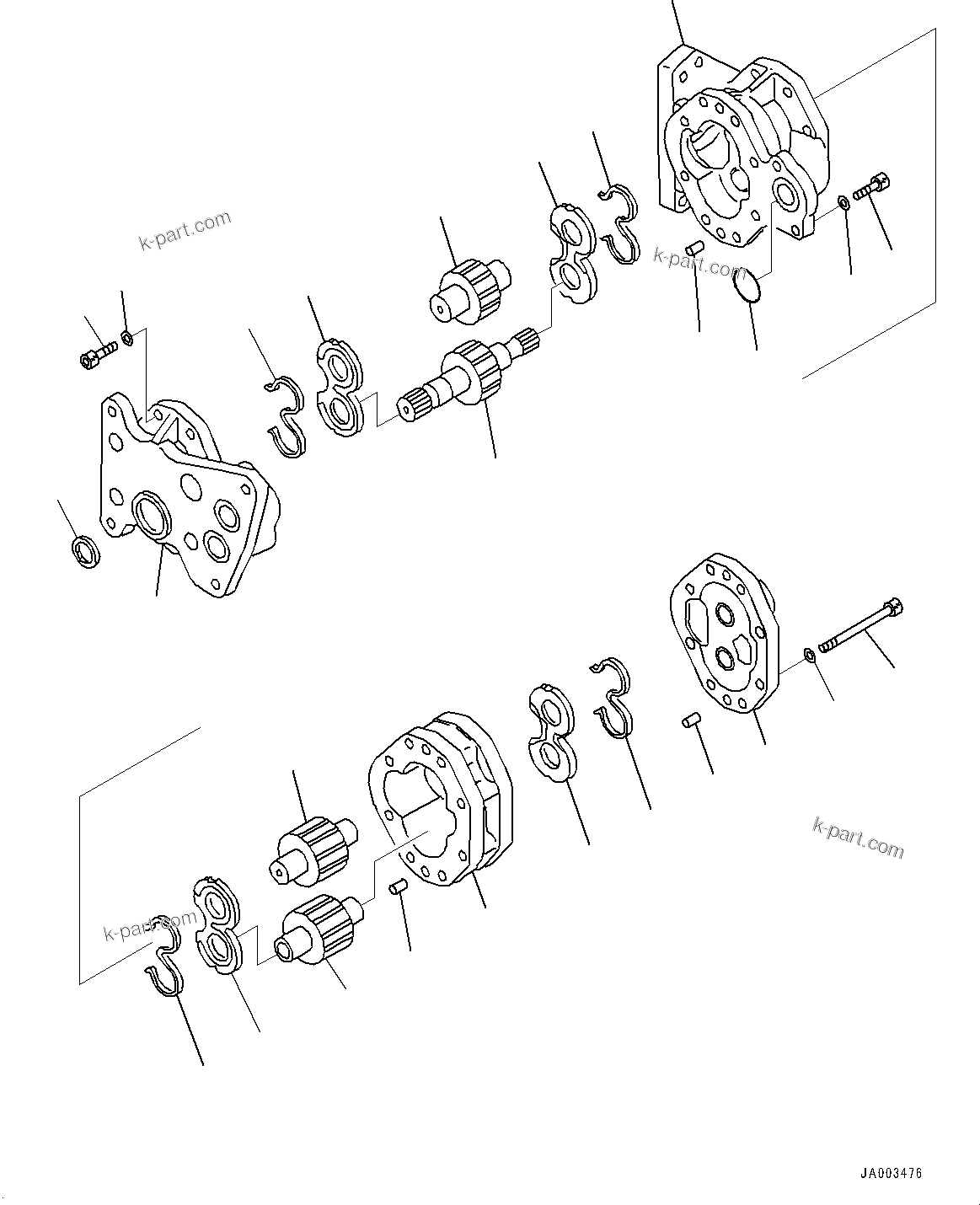 Komatsu parts book diagram for D375A-6 S/N 62001-UP (Mining Specification): POWER TRAIN, GEAR PUMP(#60001-)