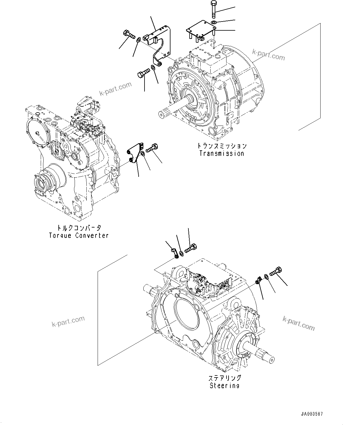 Komatsu parts book diagram for D375A-6 S/N 62001-UP (Mining Specification): POWER TRAIN, BRACKET (2/2)(#60001-)