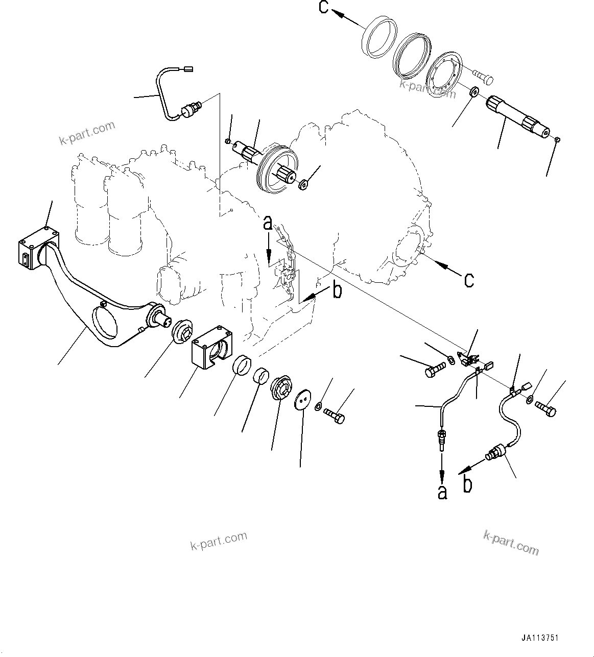 Komatsu parts book diagram for D375A-6 S/N 62001-UP (Mining Specification): POWER TRAIN, MOUNTING PARTS(#60001-)