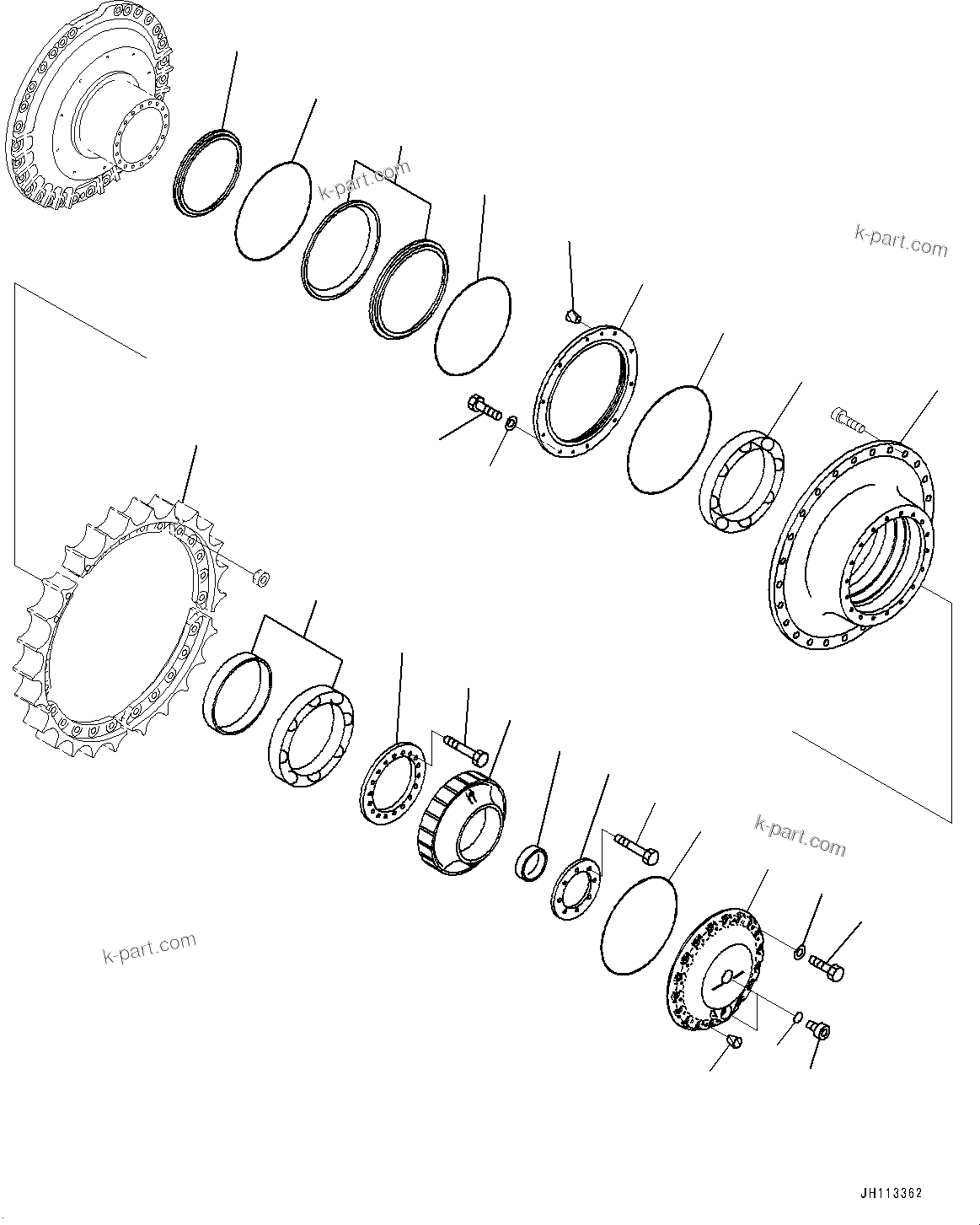 Komatsu parts book diagram for D375A-6 S/N 62001-UP (Mining Specification): FINAL DRIVE, SPROCKET DRUM L.H.(#62001-)