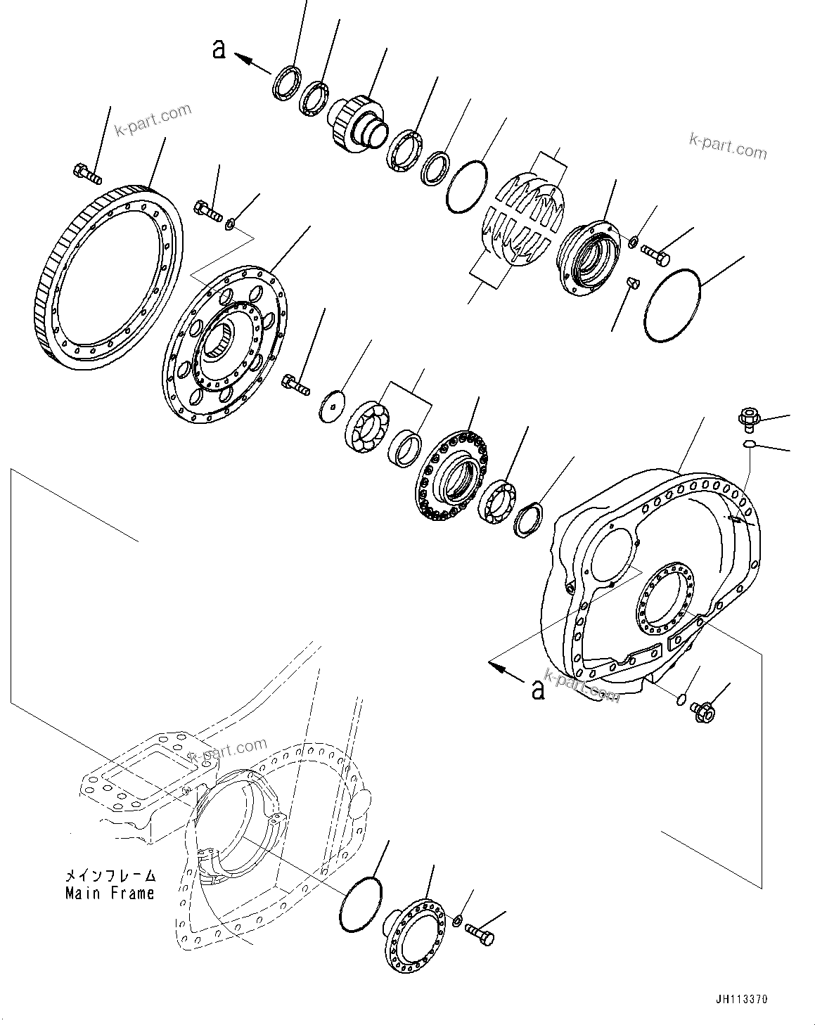 Komatsu parts book diagram for D375A-6 S/N 62001-UP (Mining Specification): FINAL DRIVE, FINAL GEAR CASE R.H.(#62001-)