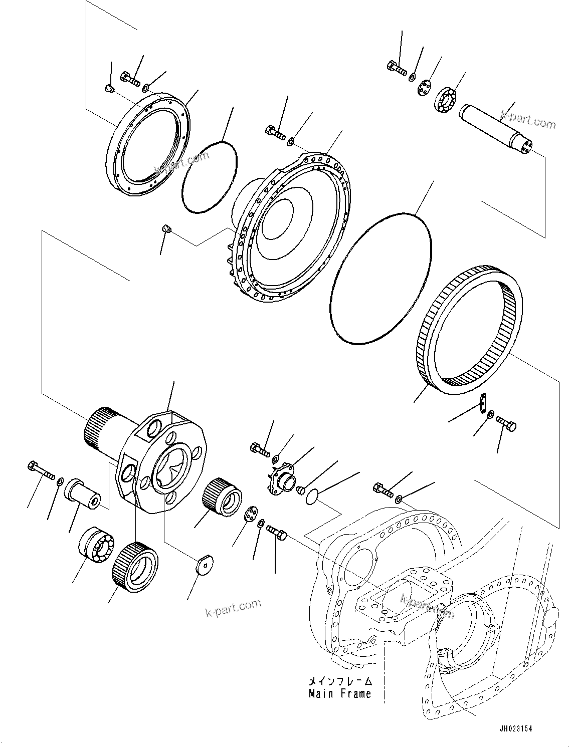 Komatsu parts book diagram for D375A-6 S/N 62001-UP (Mining Specification): FINAL DRIVE, GEAR AND COVER R.H.(#62001-)
