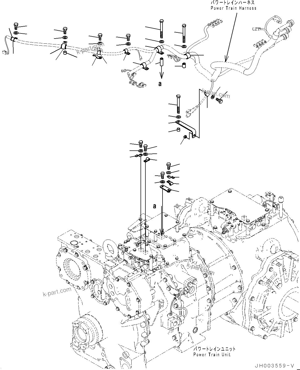 Komatsu parts book diagram for D375A-6 S/N 62001-UP (Mining Specification): ELECTRIC WIRING HARNESS FOR POWERTRAIN CONTROL, CLAMP(#60001-)