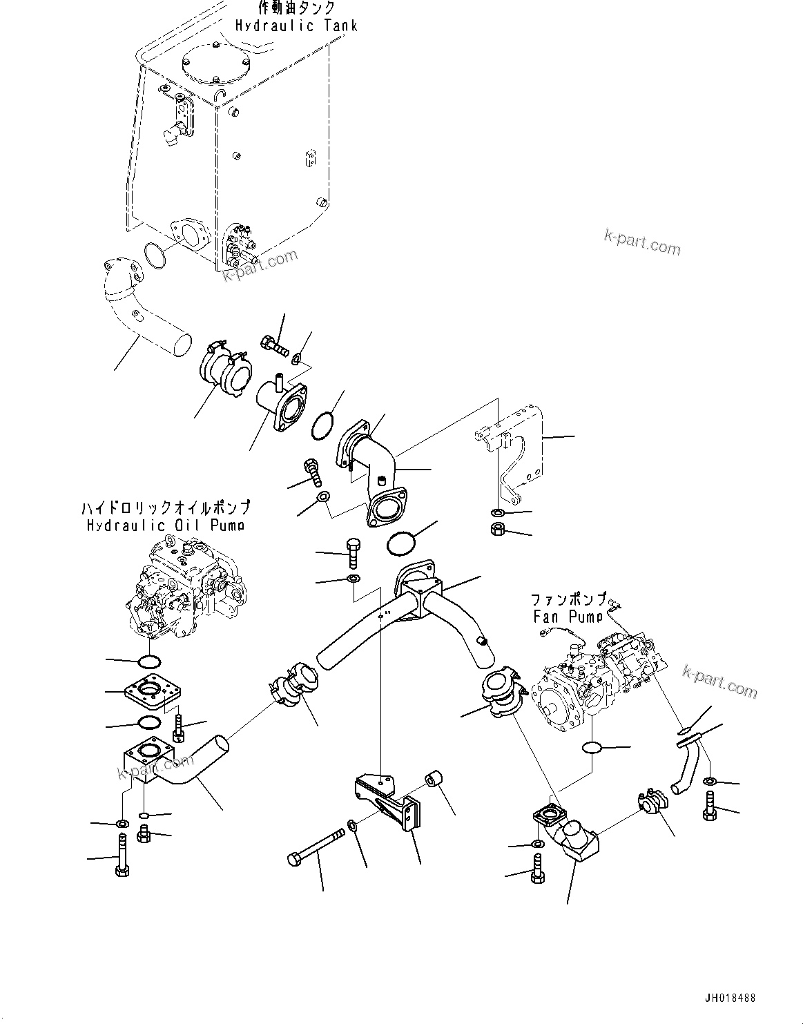 Komatsu parts book diagram for D375A-6 S/N 62001-UP (Mining Specification): HYDRAULIC PUMP PIPING, SUCTION PIPING(#60338-)