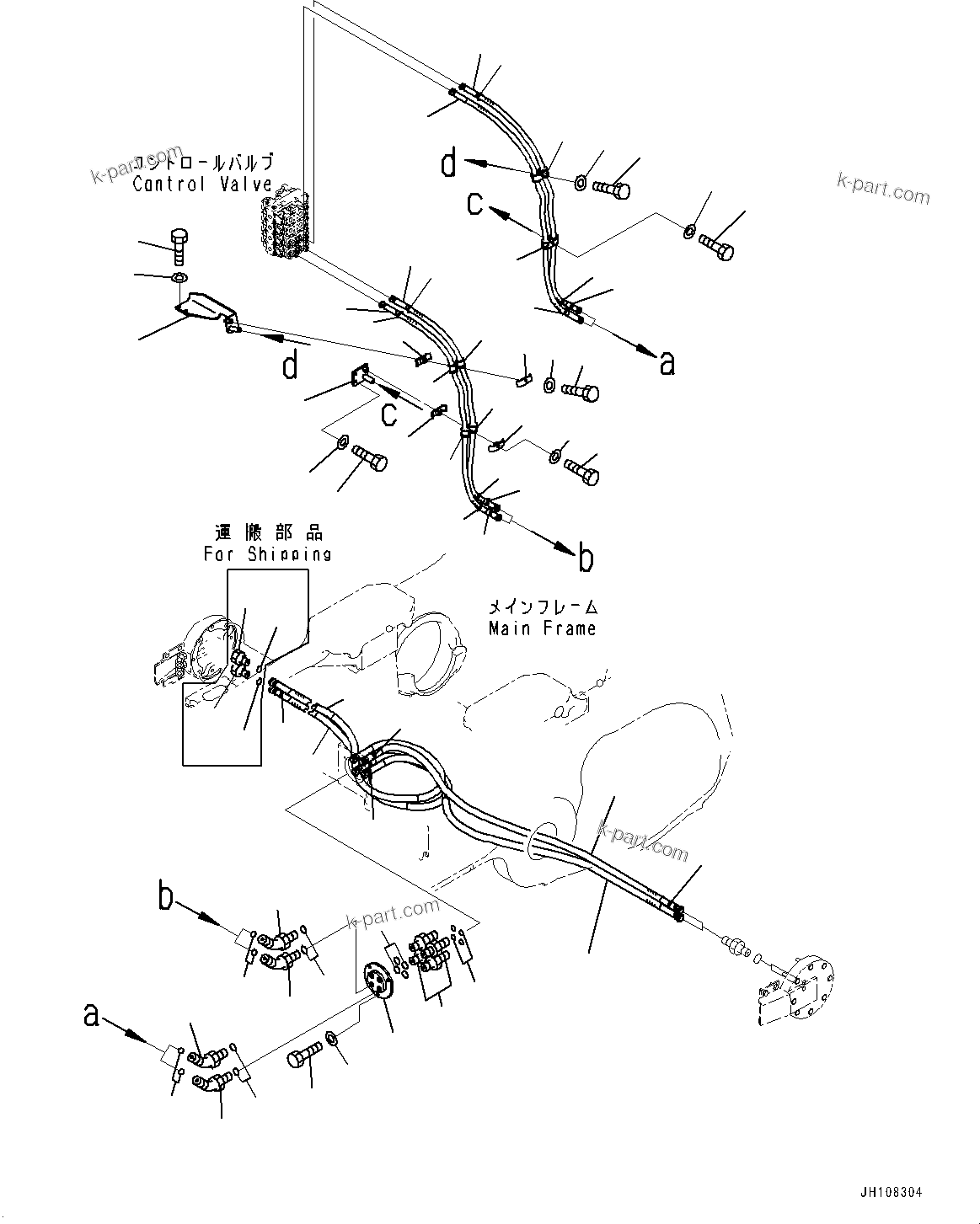 Komatsu parts book diagram for D375A-6 S/N 62001-UP (Mining Specification): DOZER BLADE TILT PIPING, (#60534-)