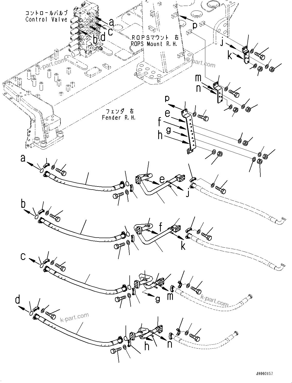 Komatsu parts book diagram for D375A-6 S/N 62001-UP (Mining Specification): RIPPER PIPING, MAIN PIPING(#60001-)