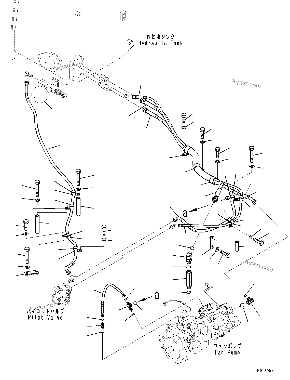 Komatsu parts book diagram for D375A-6 S/N 62001-UP (Mining Specification): COOLING FAN DRIVE PIPING, DRAIN PIPING(#60341-)