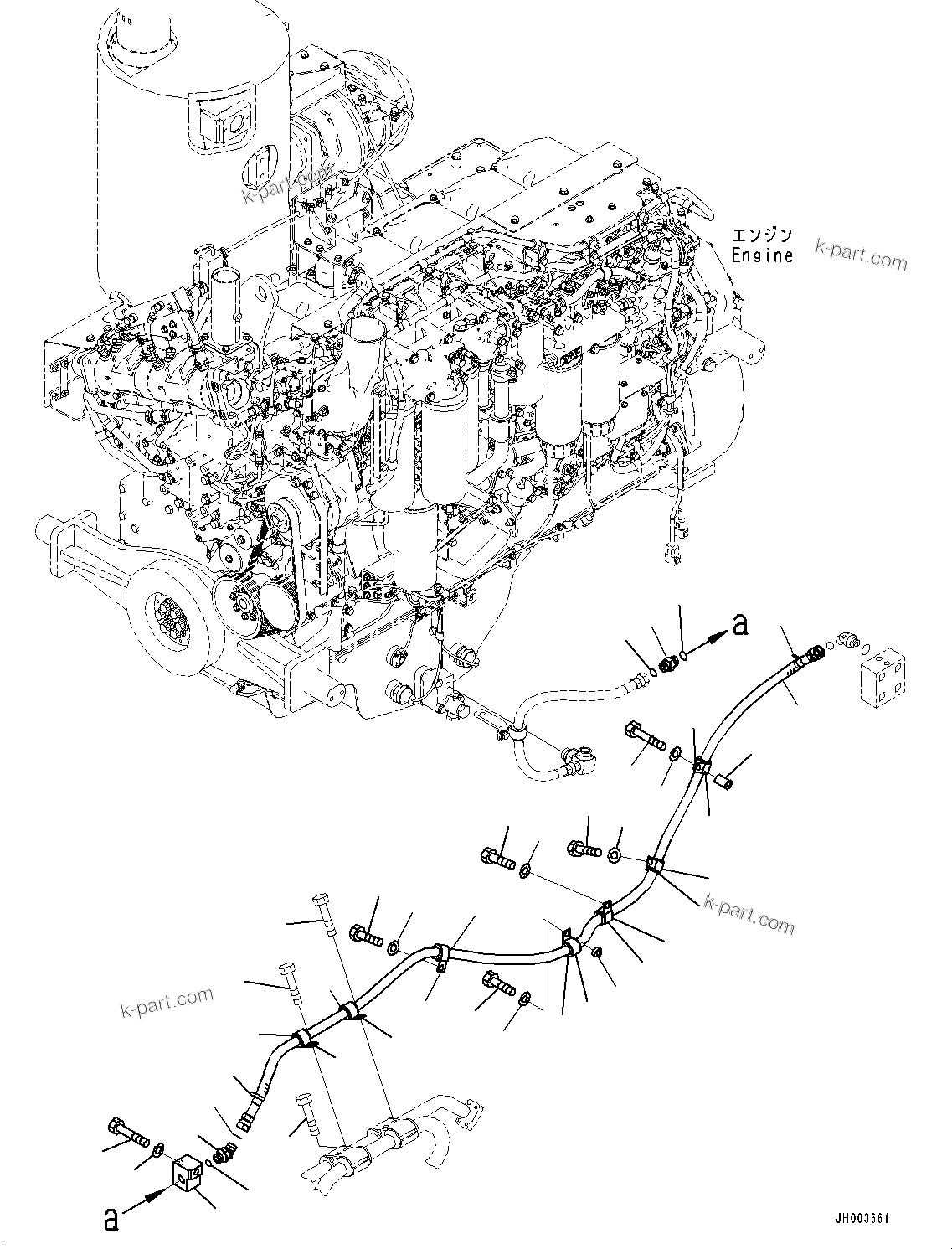 Komatsu parts book diagram for D375A-6 S/N 62001-UP (Mining Specification): QUICK COUPLER PIPING, ENGINE OIL PIPING(#60001-60013)