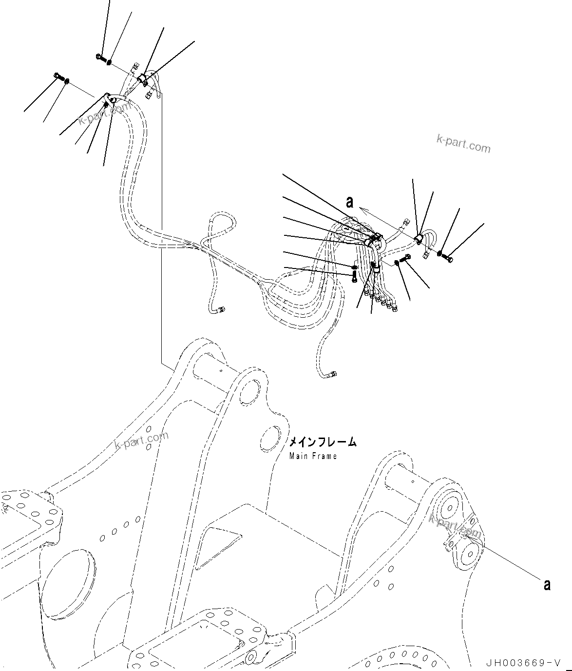 Komatsu parts book diagram for D375A-6 S/N 62001-UP (Mining Specification): RIPPER MOUNTING PIN, REMOTE GREASE PIPING (2/2)(#62001-)