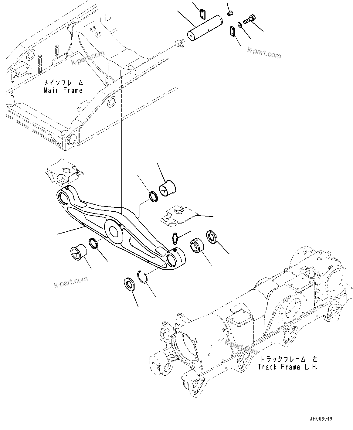 Komatsu parts book diagram for D375A-6 S/N 62001-UP (Mining Specification): EQUALIZER BAR AND PIVOT SHAFT, EQUALIZER BAR(#60052-)