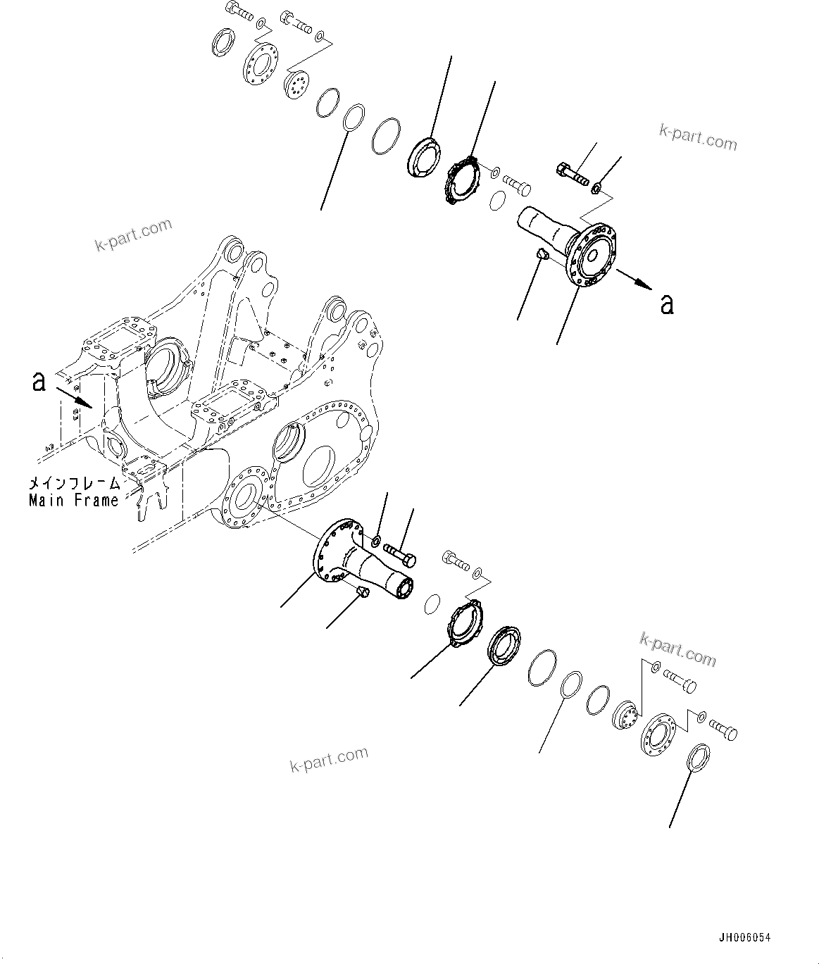 Komatsu parts book diagram for D375A-6 S/N 62001-UP (Mining Specification): EQUALIZER BAR AND PIVOT SHAFT, PIVOT SHAFT(#60052-)