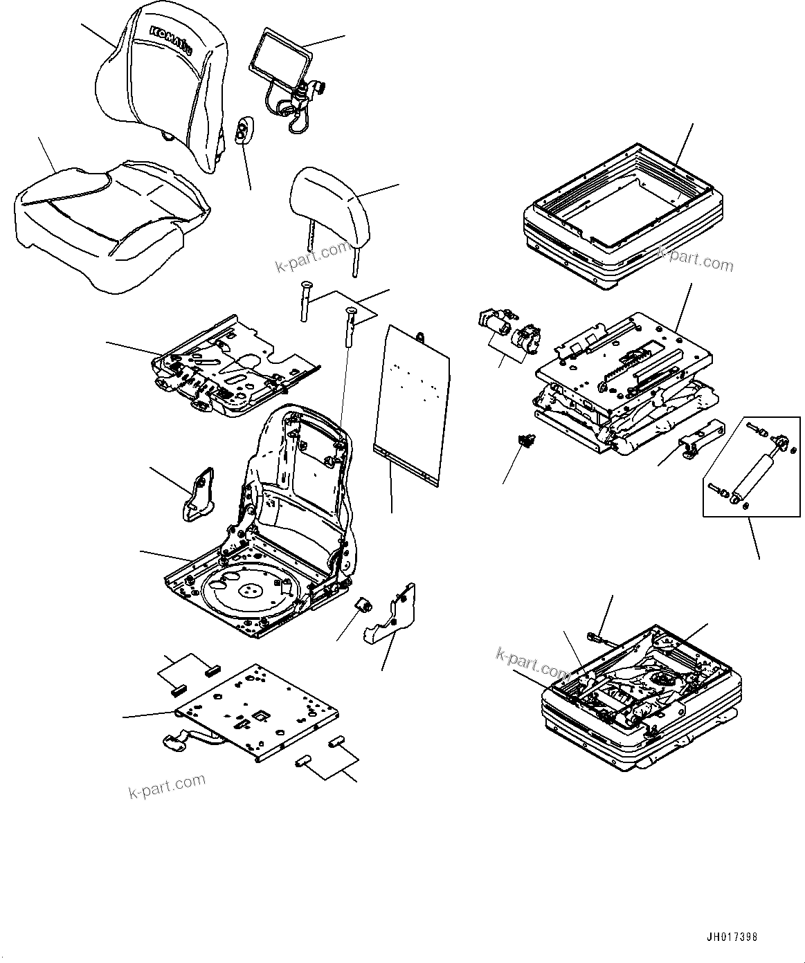 Komatsu parts book diagram for D375A-6 S/N 62001-UP (Mining Specification): OPERATOR'S SEAT, INNER PARTS(#60001-)