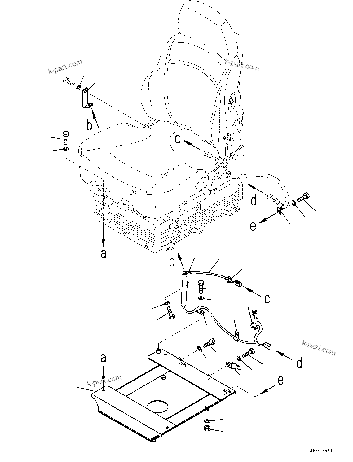 Komatsu parts book diagram for D375A-6 S/N 62001-UP (Mining Specification): OPERATOR'S SEAT, MOUNTING PARTS(#60001-)
