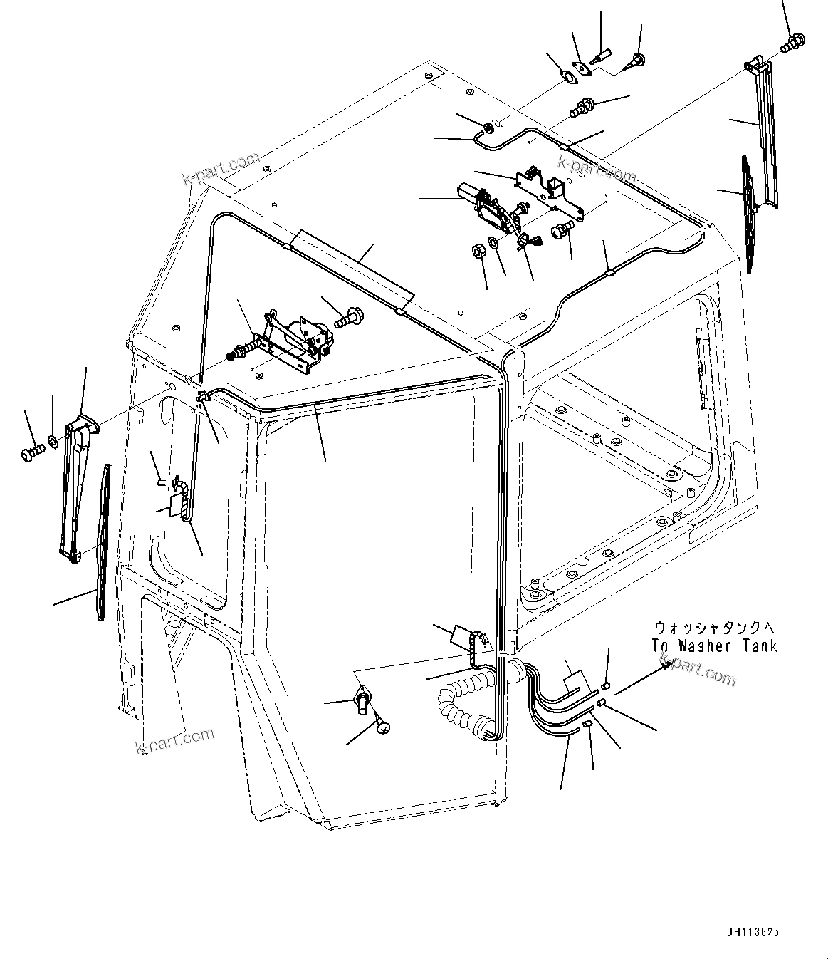 Komatsu parts book diagram for D375A-6 S/N 62001-UP (Mining Specification): CAB, FRONT AND REAR WIPER(#62001-)