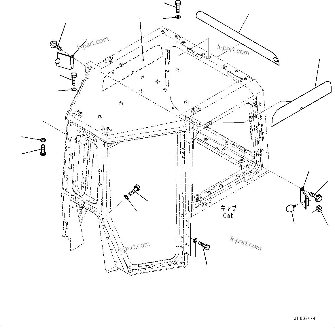 Komatsu parts book diagram for D375A-6 S/N 62001-UP (Mining Specification): CAB, OPEN LOCK STOPPER(#62001-62000)