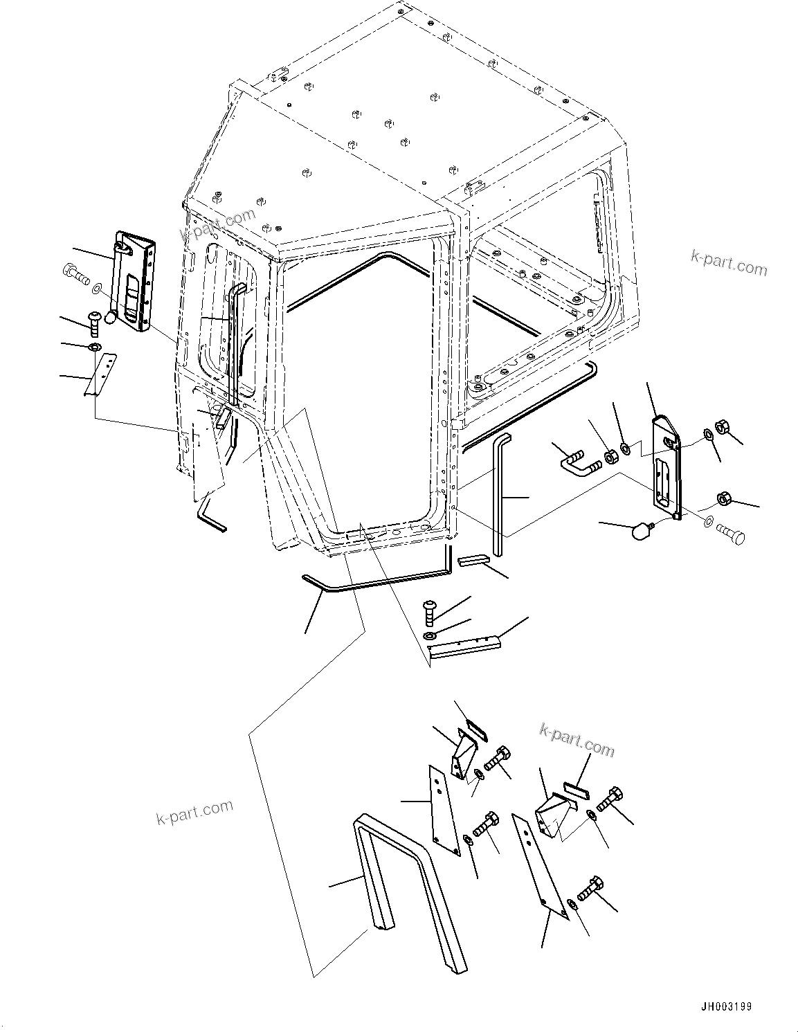 Komatsu parts book diagram for D375A-6 S/N 62001-UP (Mining Specification): CAB, ENVELOPE PARTS (1/2)(#62001-)