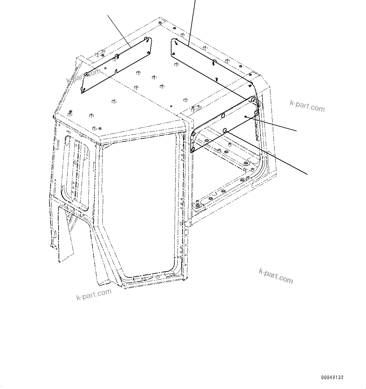 Komatsu parts book diagram for D375A-6 S/N 62001-UP (Mining Specification): SUNVISOR, (#60001-)