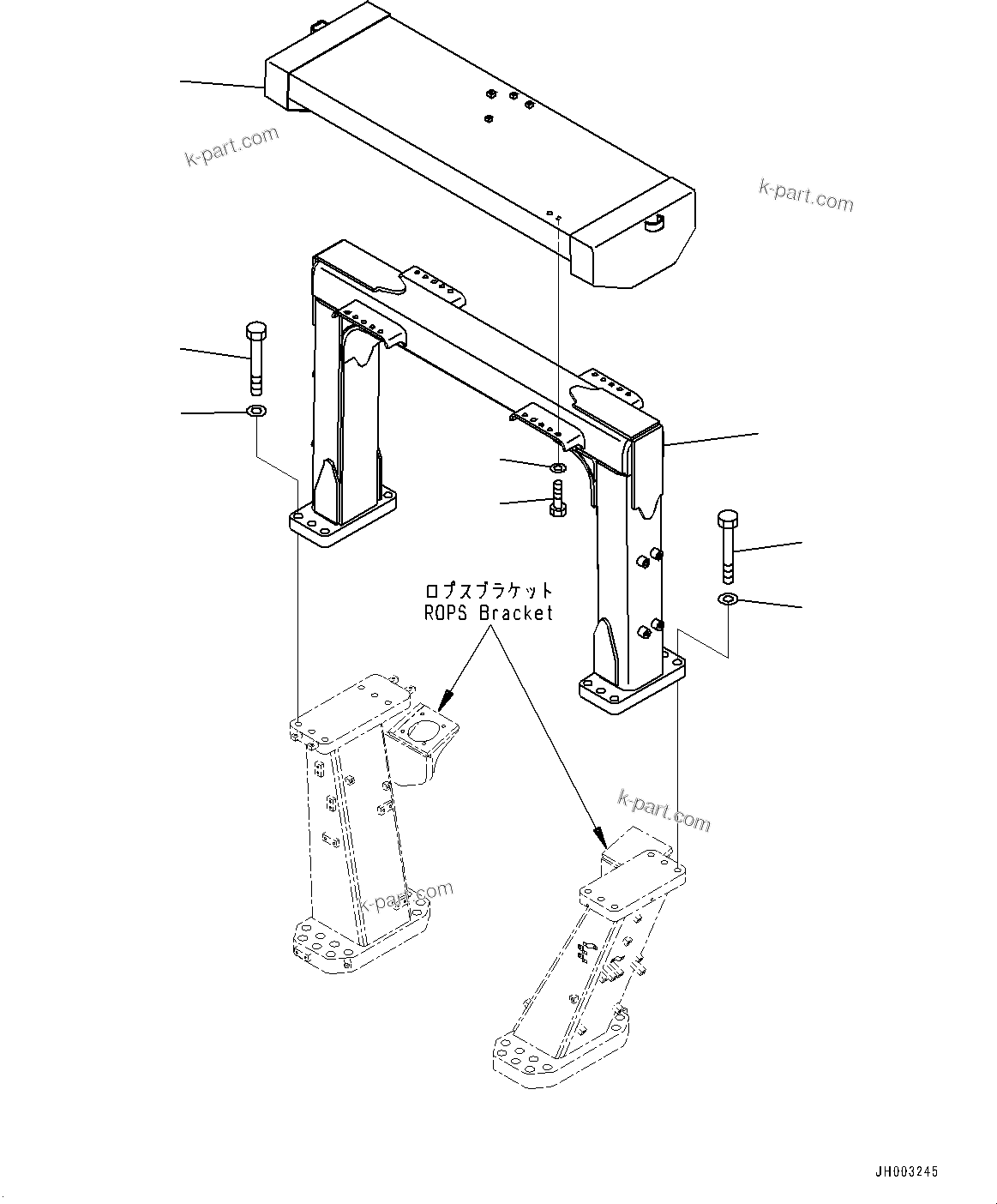Komatsu parts book diagram for D375A-6 S/N 62001-UP (Mining Specification): ROPS GUARD, (#62001-)
