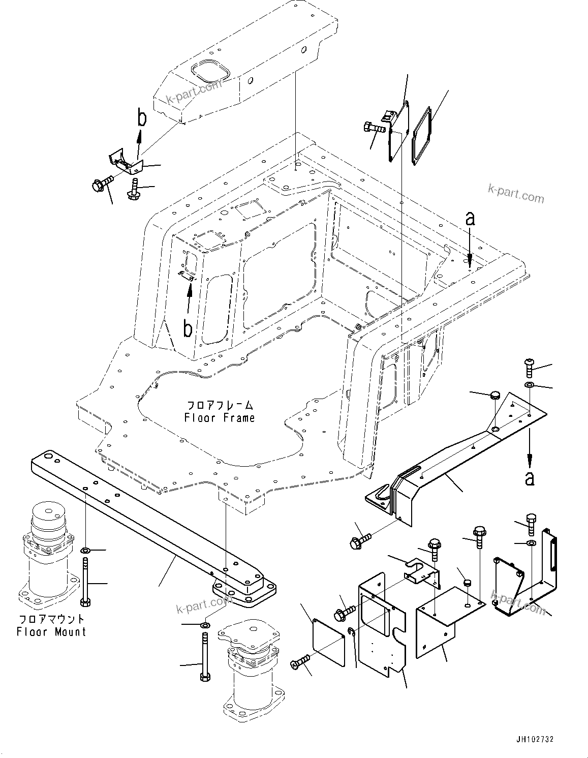 Komatsu parts book diagram for D375A-6 S/N 62001-UP (Mining Specification): FLOOR FRAME, ARMREST(#62001-)