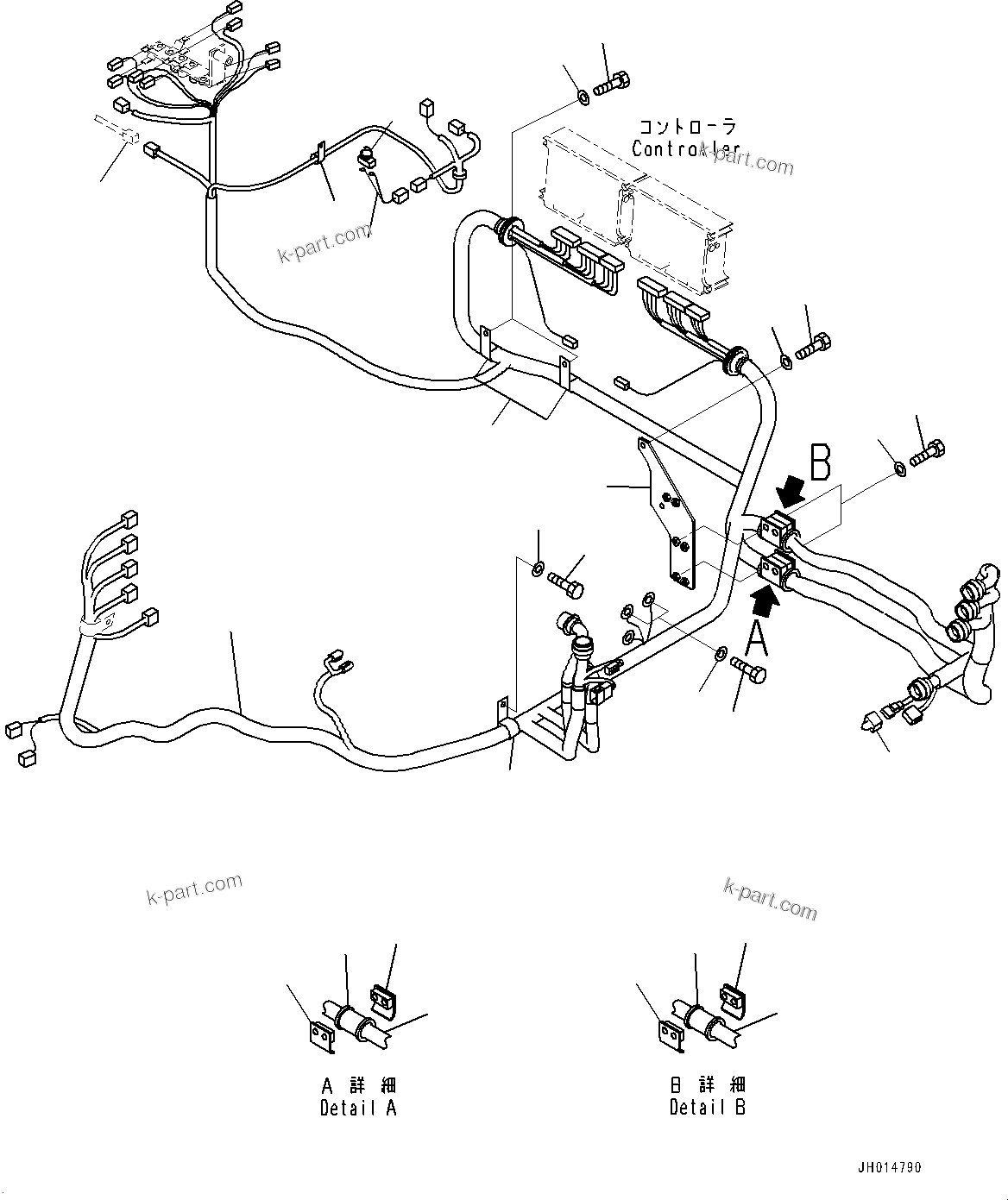 Komatsu parts book diagram for D375A-6 S/N 62001-UP (Mining Specification): FLOOR FRAME, WIRING HARNESS (1/2)(#62001-)