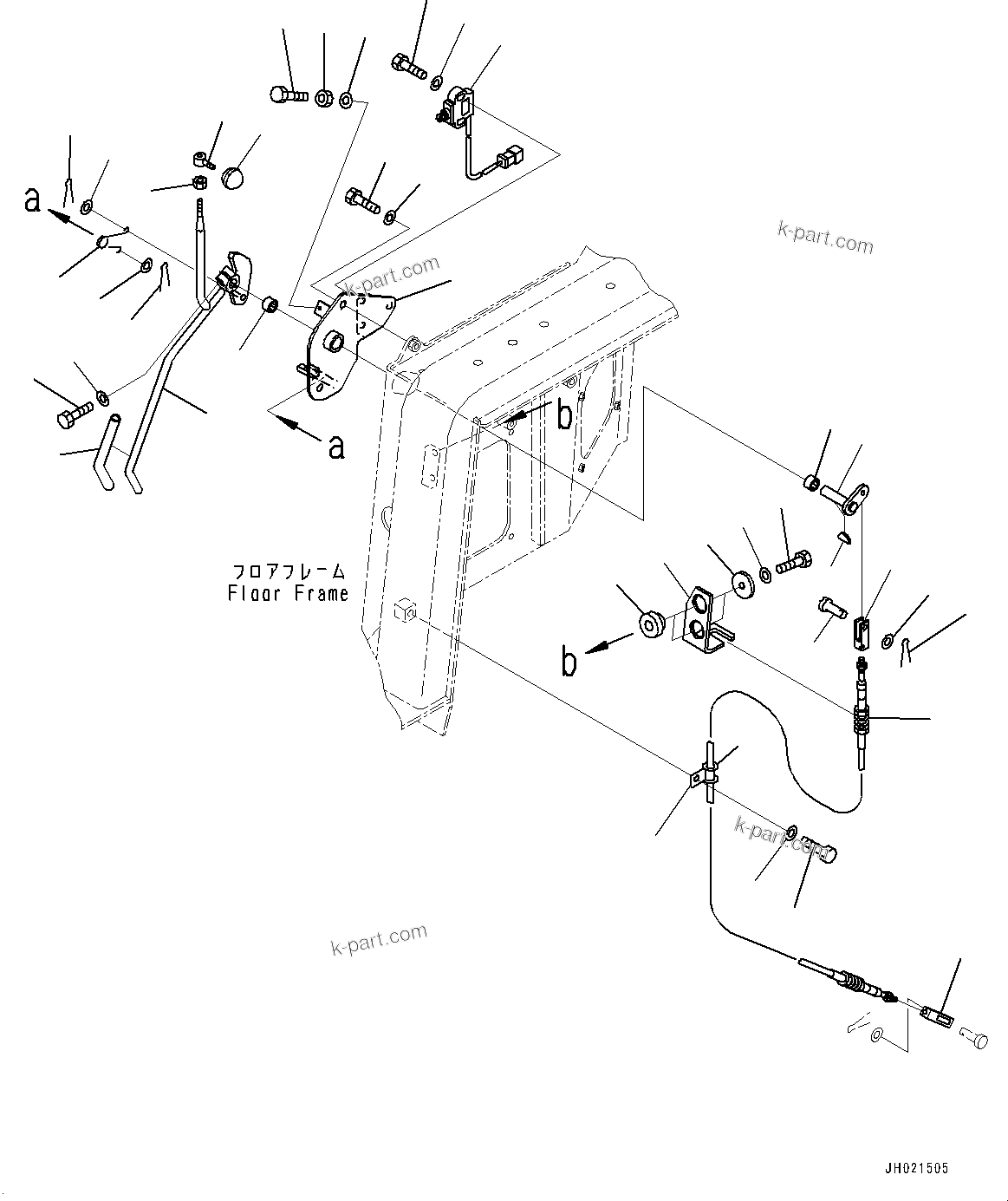 Komatsu parts book diagram for D375A-6 S/N 62001-UP (Mining Specification): FLOOR FRAME, PARKING BRAKE LEVER(#62001-)