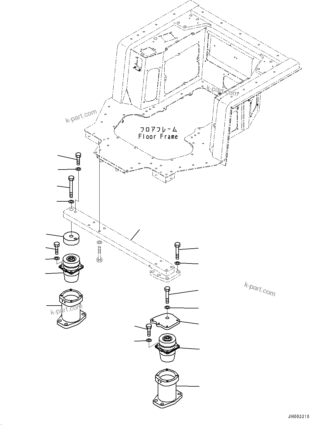 Komatsu parts book diagram for D375A-6 S/N 62001-UP (Mining Specification): FLOOR FRAME MOUNTING, (#60001-)